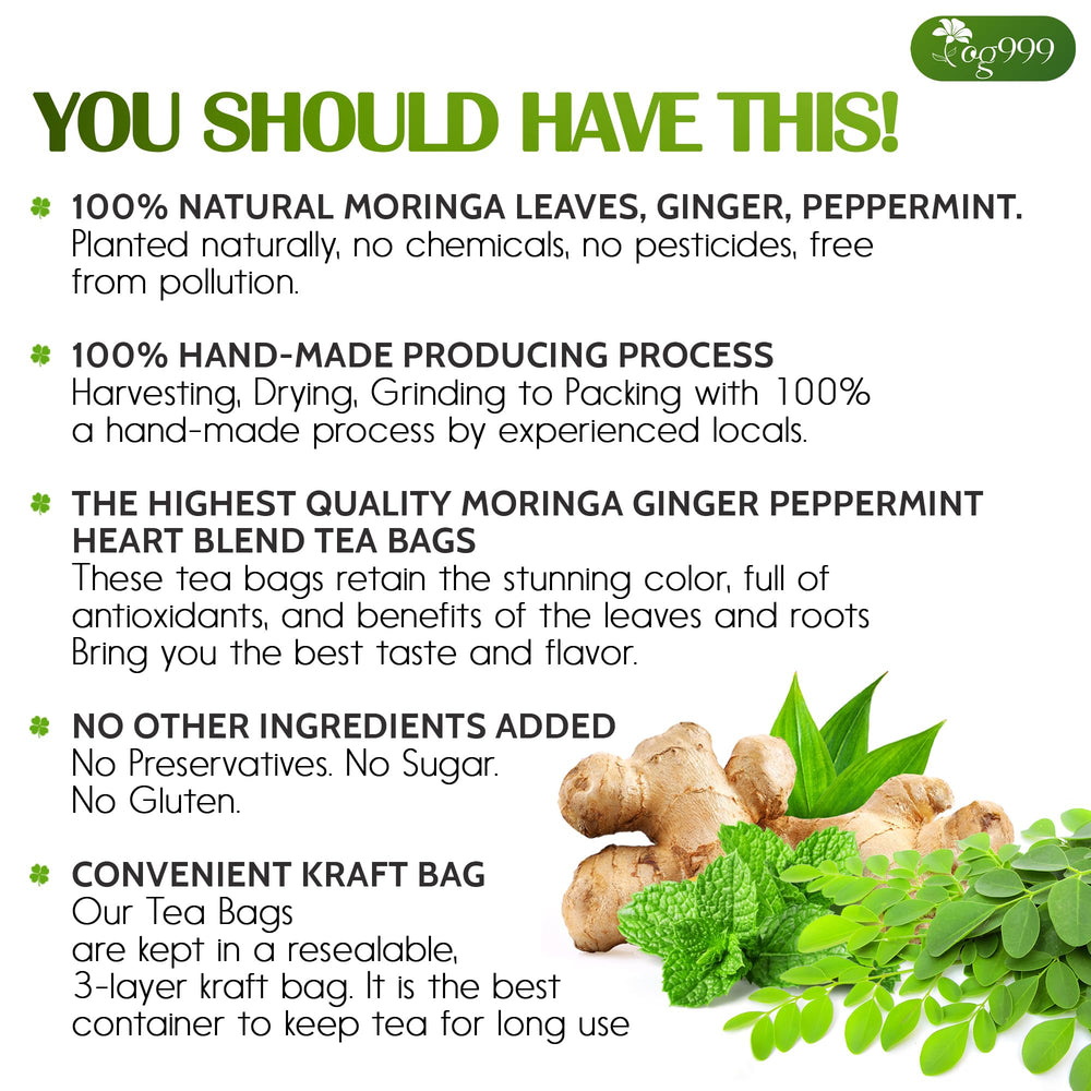 TOG999 tea cup with ginger-moringa-peppermint infusion for a refreshing ritual