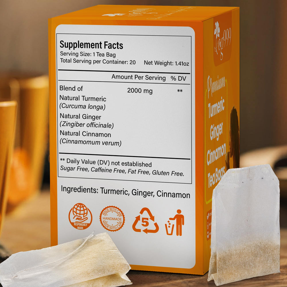 TOG999 turmeric ginger cinnamon ingredients close-up highlighting fresh sourcing