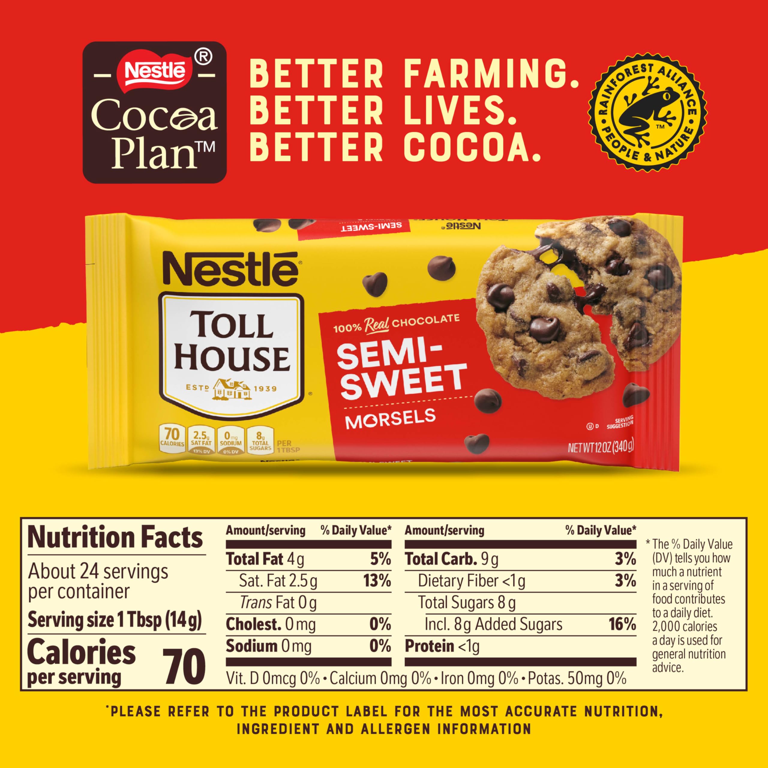 Toll House chocolate chips melt smoothly into dough for rich cookies.