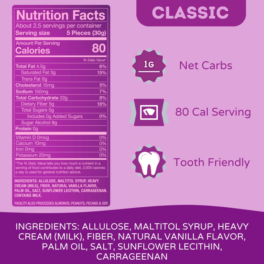 Tom & Jenny's sea salt caramel candies, rich flavor with low-carb appeal.