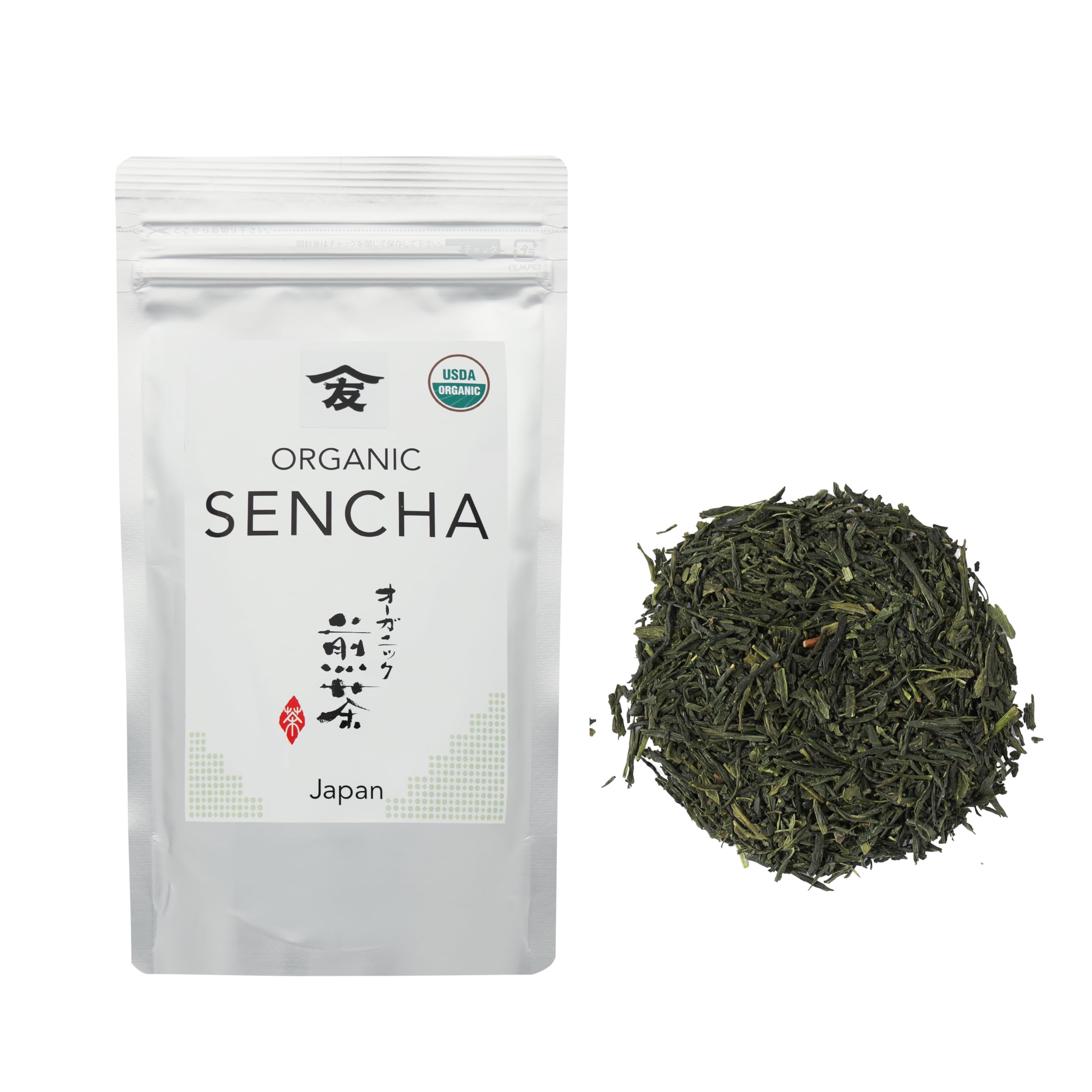 TOMOSAN Sencha loose leaf from Uji-Kyoto field, vibrant aroma.