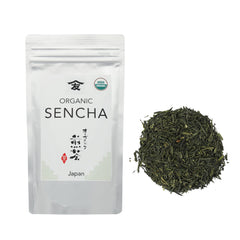 TOMOSAN Sencha loose leaf from Uji-Kyoto field, vibrant aroma.