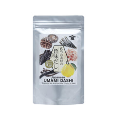 Tomosan Yuzu Dashi packet close-up showing ingredients, enhances miso soup with citrus aroma.