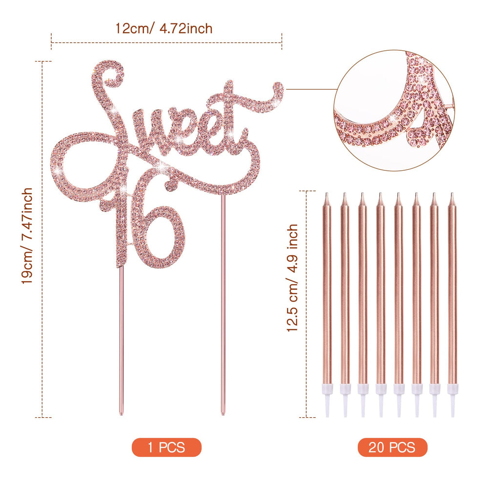 Tondiamo Sweet 16 metallic candles for elegant cake decoration
