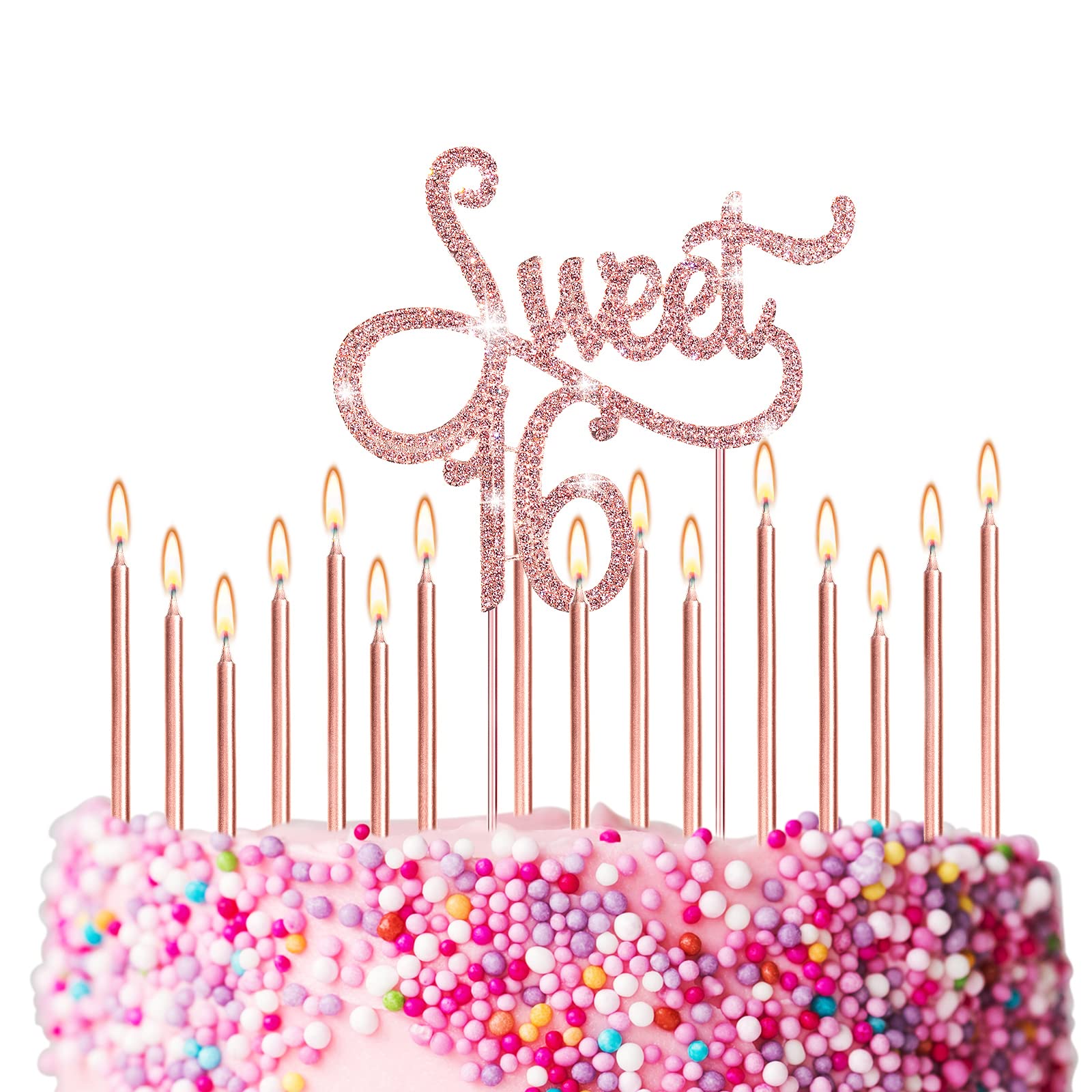 Tondiamo Sweet 16 glitter cake topper adds sparkle to the cake