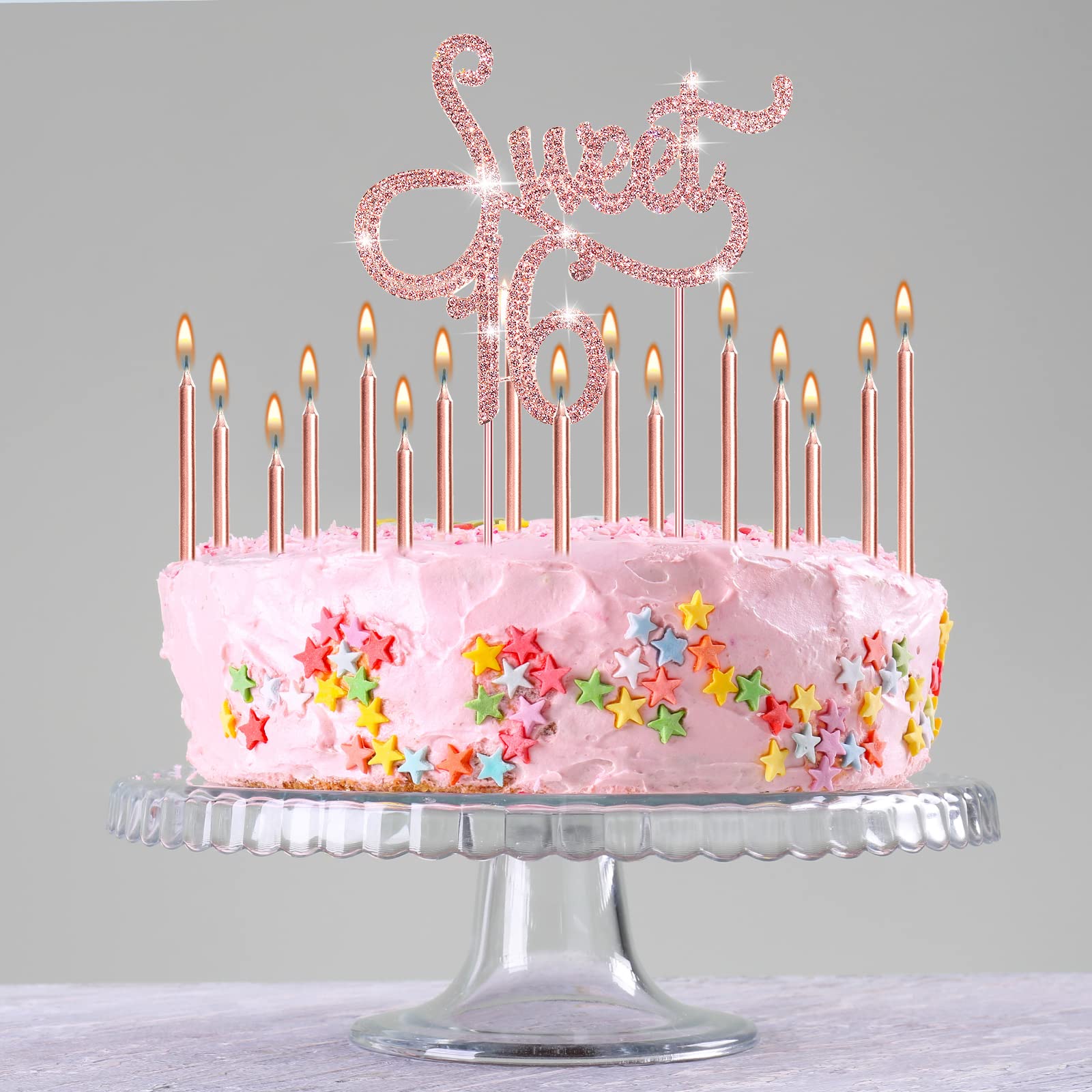 Tondiamo pink glitter letters topper enhances party ambiance