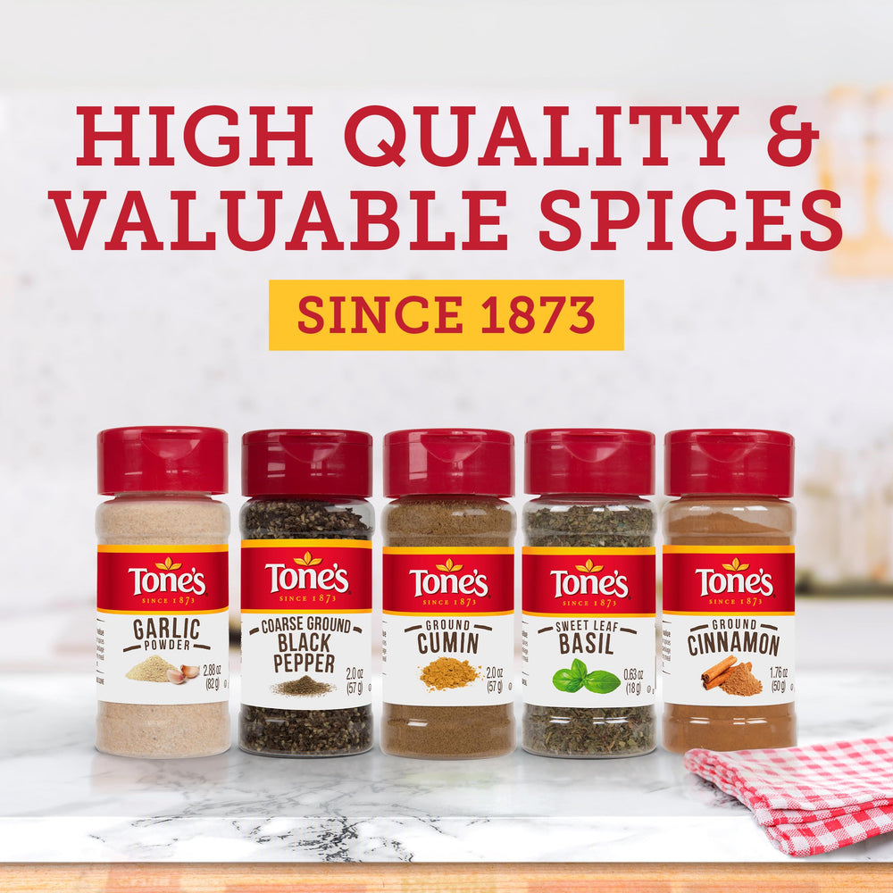 Tone's Celery Flakes jar on a spice rack for quick flavor.
