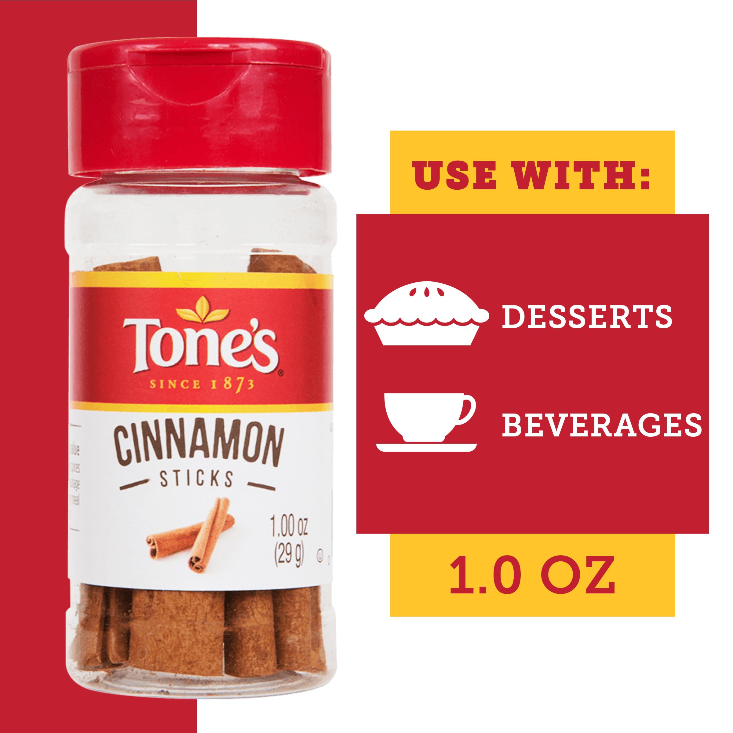Tone's Cinnamon Sticks ideal for coffee brew, adding cozy spice.