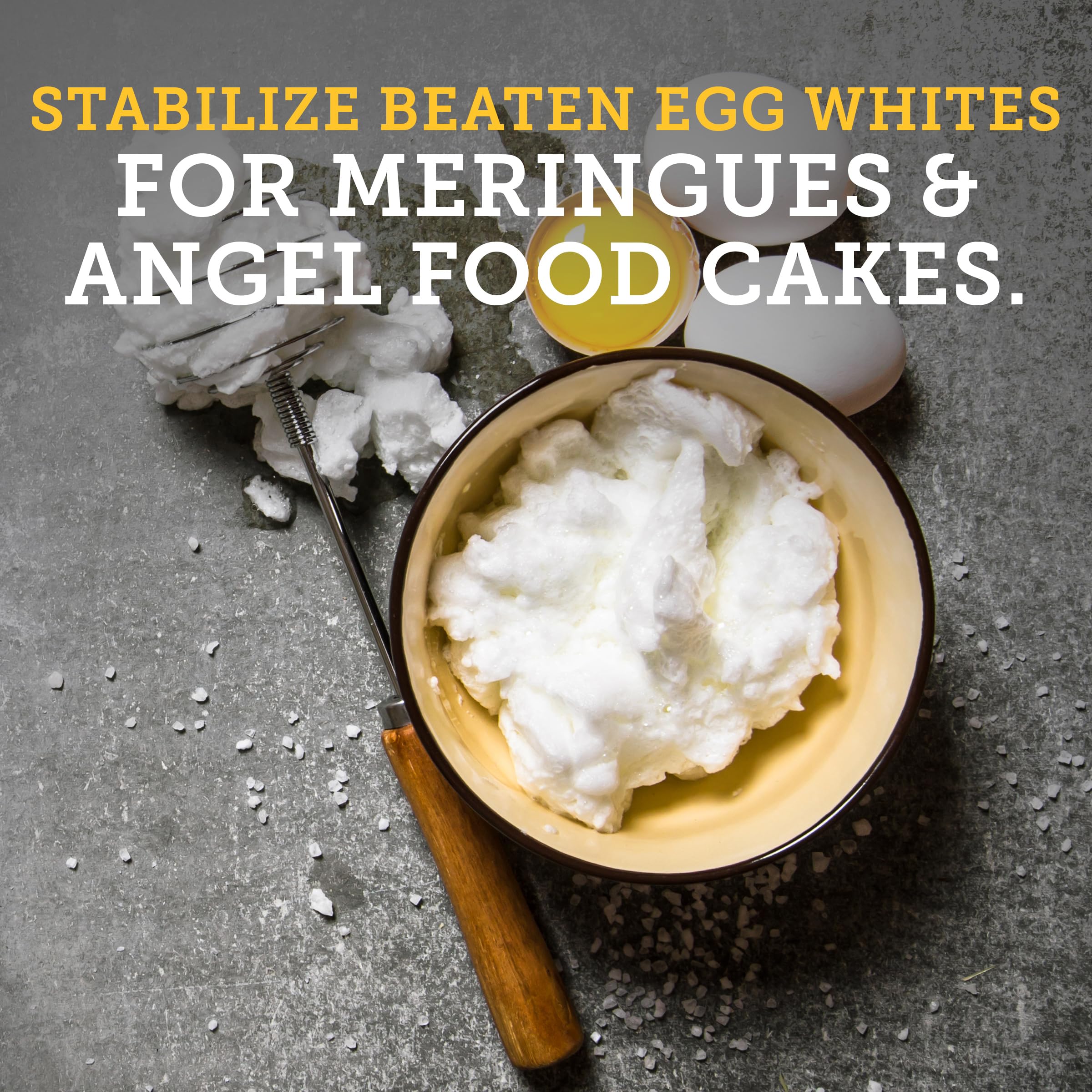 Tone's Cream of Tartar improves meringue texture for crisp peaks