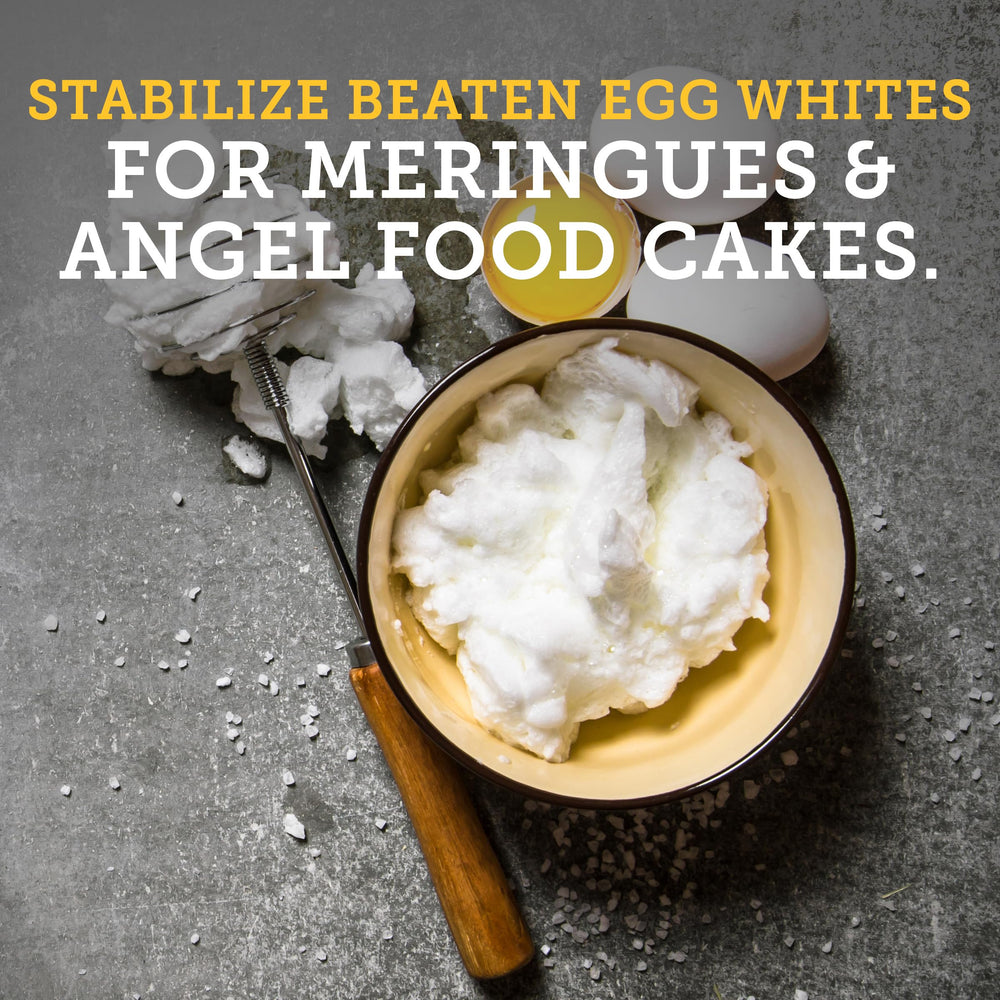 Tone's Cream of Tartar improves meringue texture for crisp peaks
