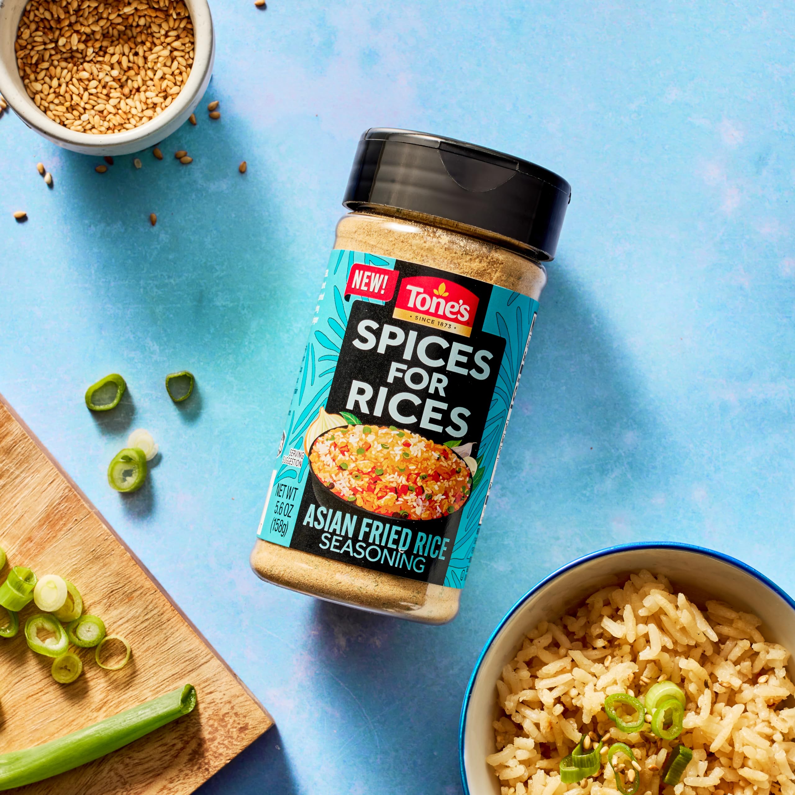 Tone's Spices for Rices stir-fry ready pan suggests quick, flavorful dinners