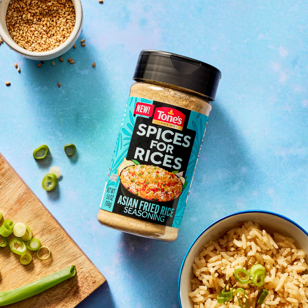 Tone's Spices for Rices stir-fry ready pan suggests quick, flavorful dinners