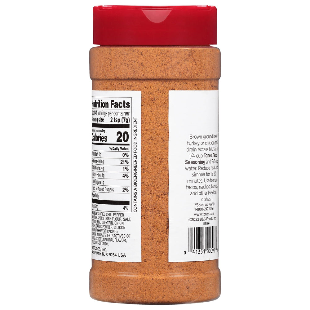 Tone's Taco Seasoning Blend spice close-up showing vibrant colors for rich flavor.