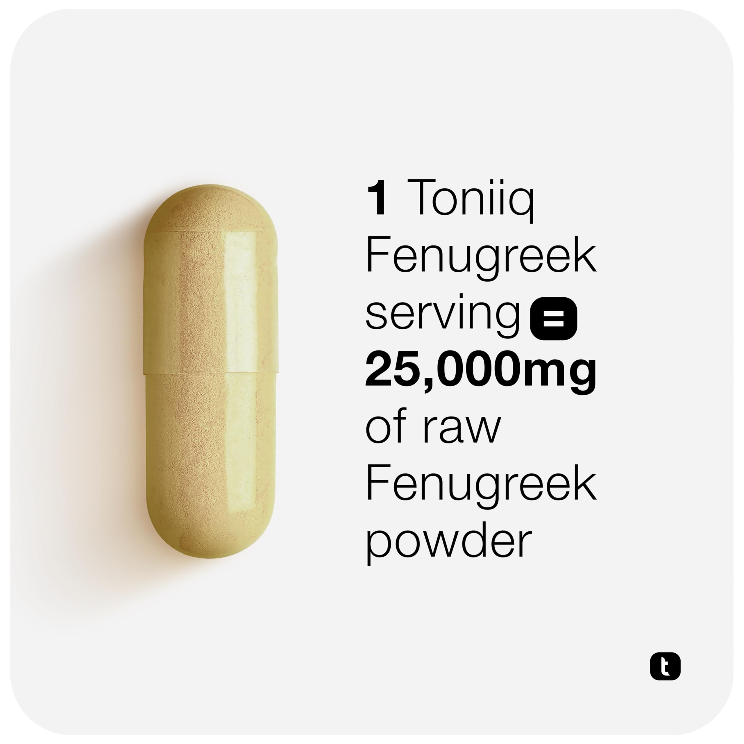 Toniiq Fenugreek Capsules GMP-certified USA facility logo on box.
