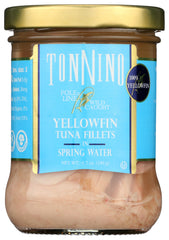 Tonnino tuna in spring water can close-up, premium protein for quick meals.