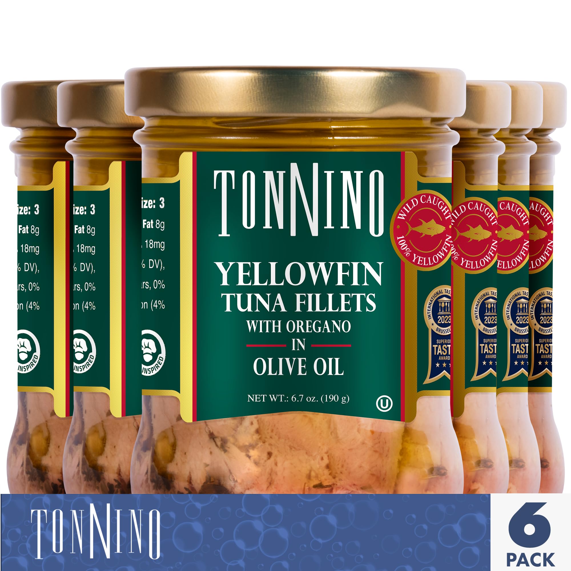 Tonnino tuna oregano olive oil label highlighting ingredients for pantry meals