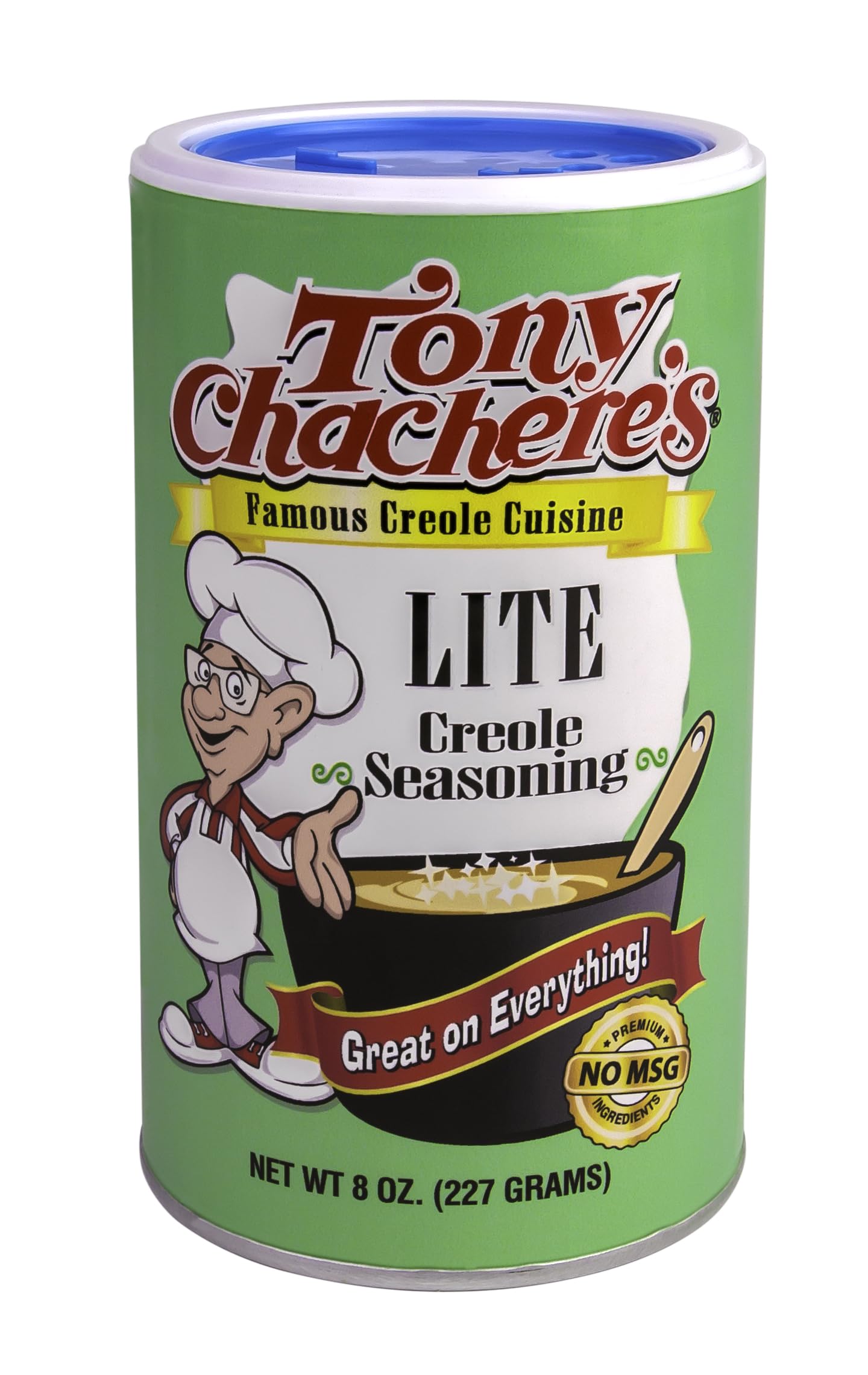 Tony Chachere's Ssnng Lite Salt shaker front view for versatile seasoning