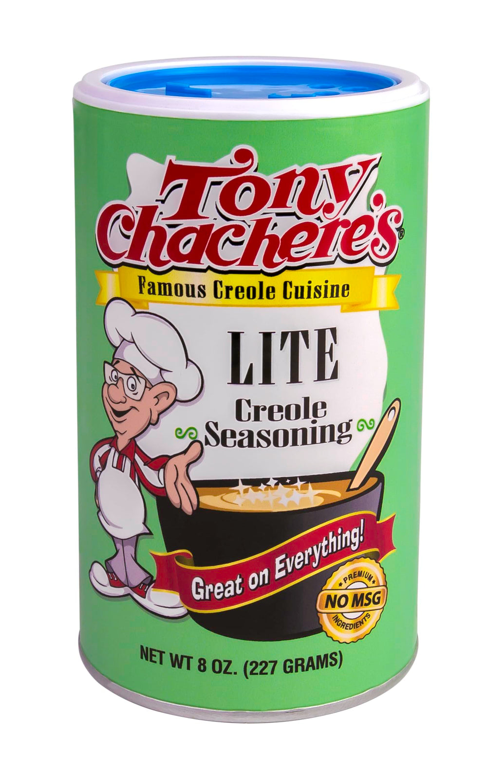 Tony Chachere's Ssnng Lite Salt shaker front view for versatile seasoning
