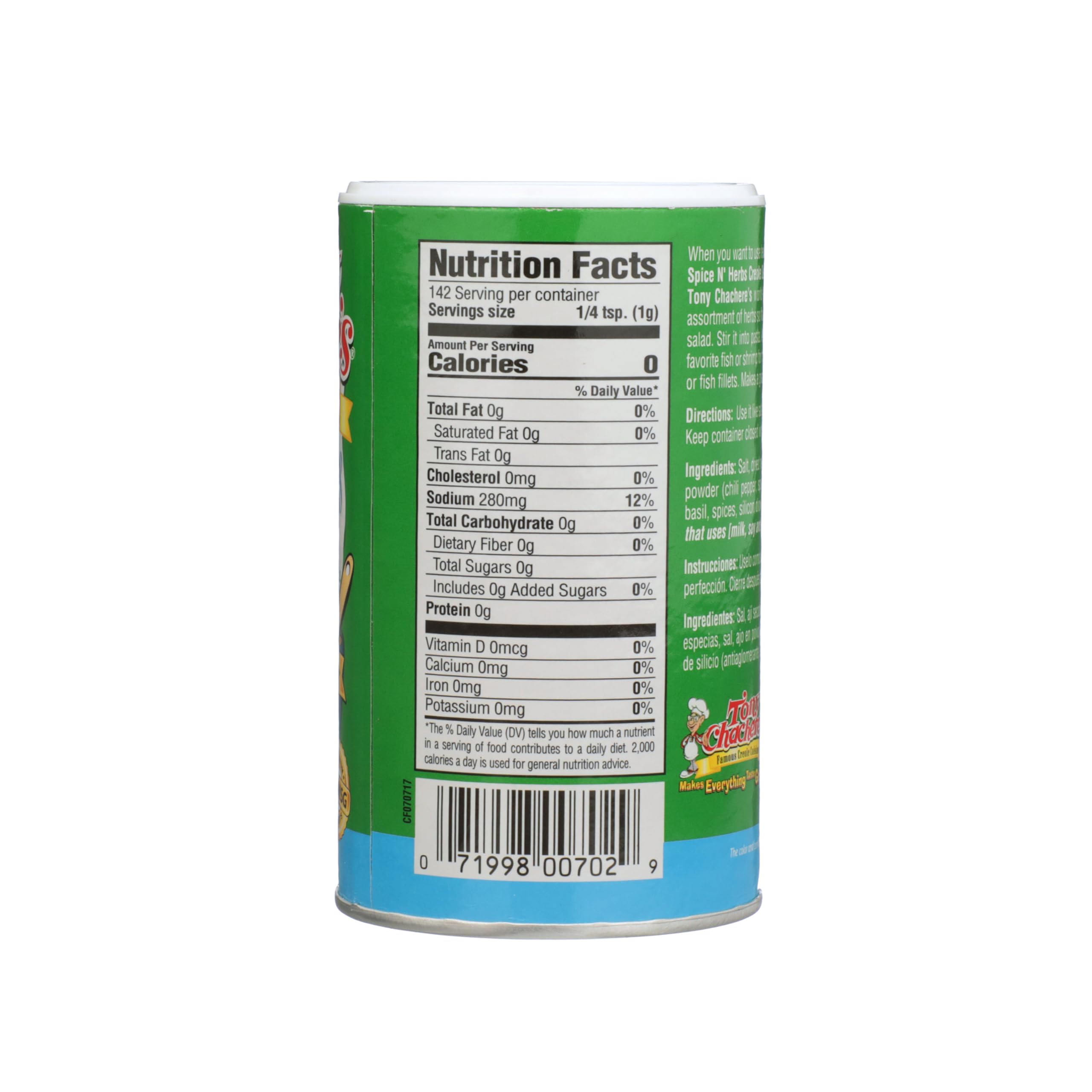 Tony Chachere's Spice N Herbs enhances grilled seafood with herbal Creole flavor.