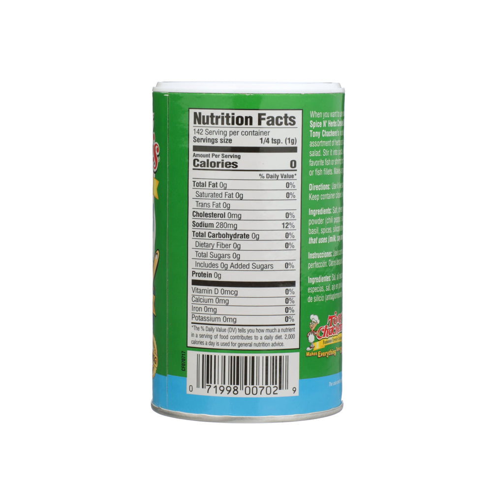 Tony Chachere's Spice N Herbs enhances grilled seafood with herbal Creole flavor.