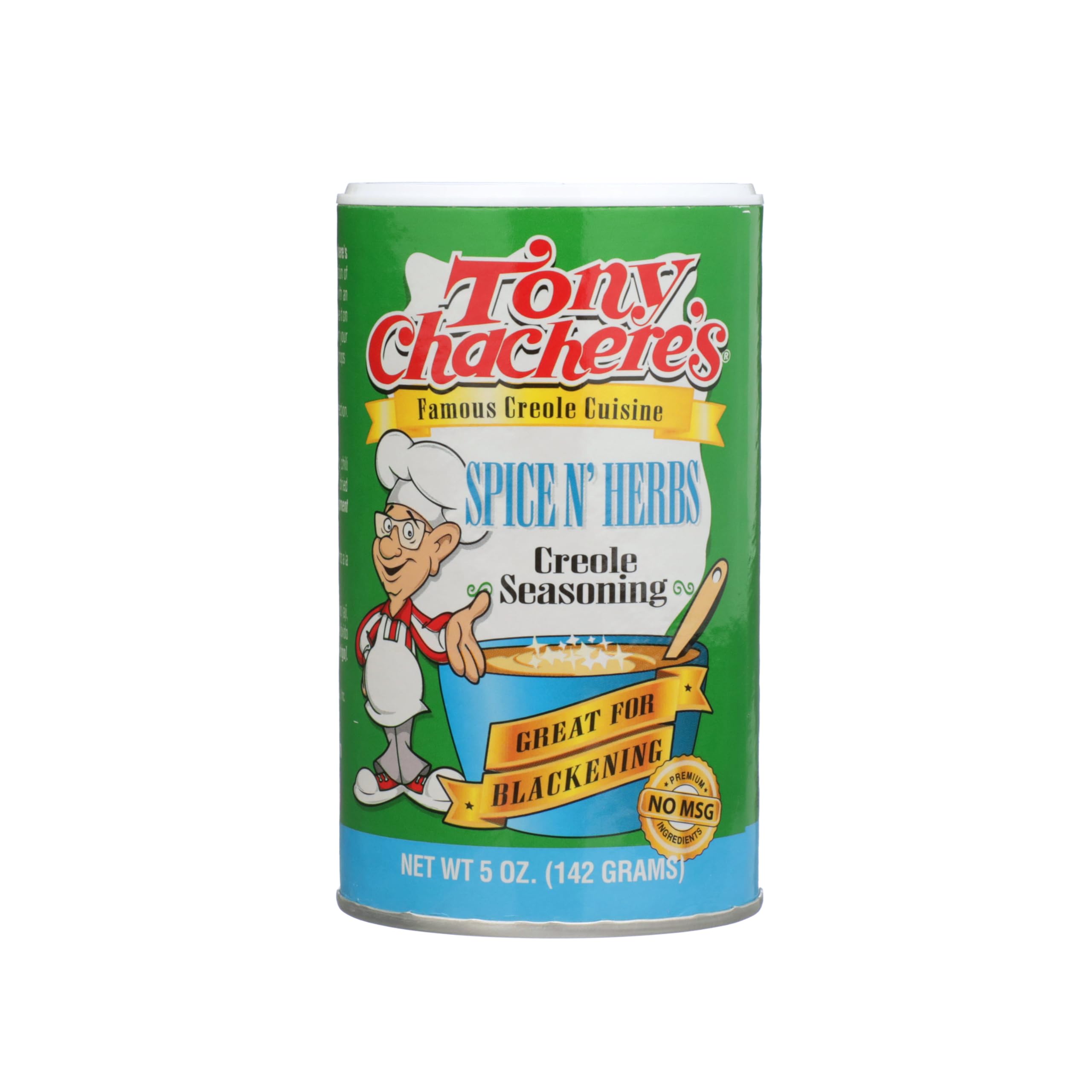 Tony Chachere's Spice N Herbs shaker ready to sprinkle flavorful seasoning on any dish.