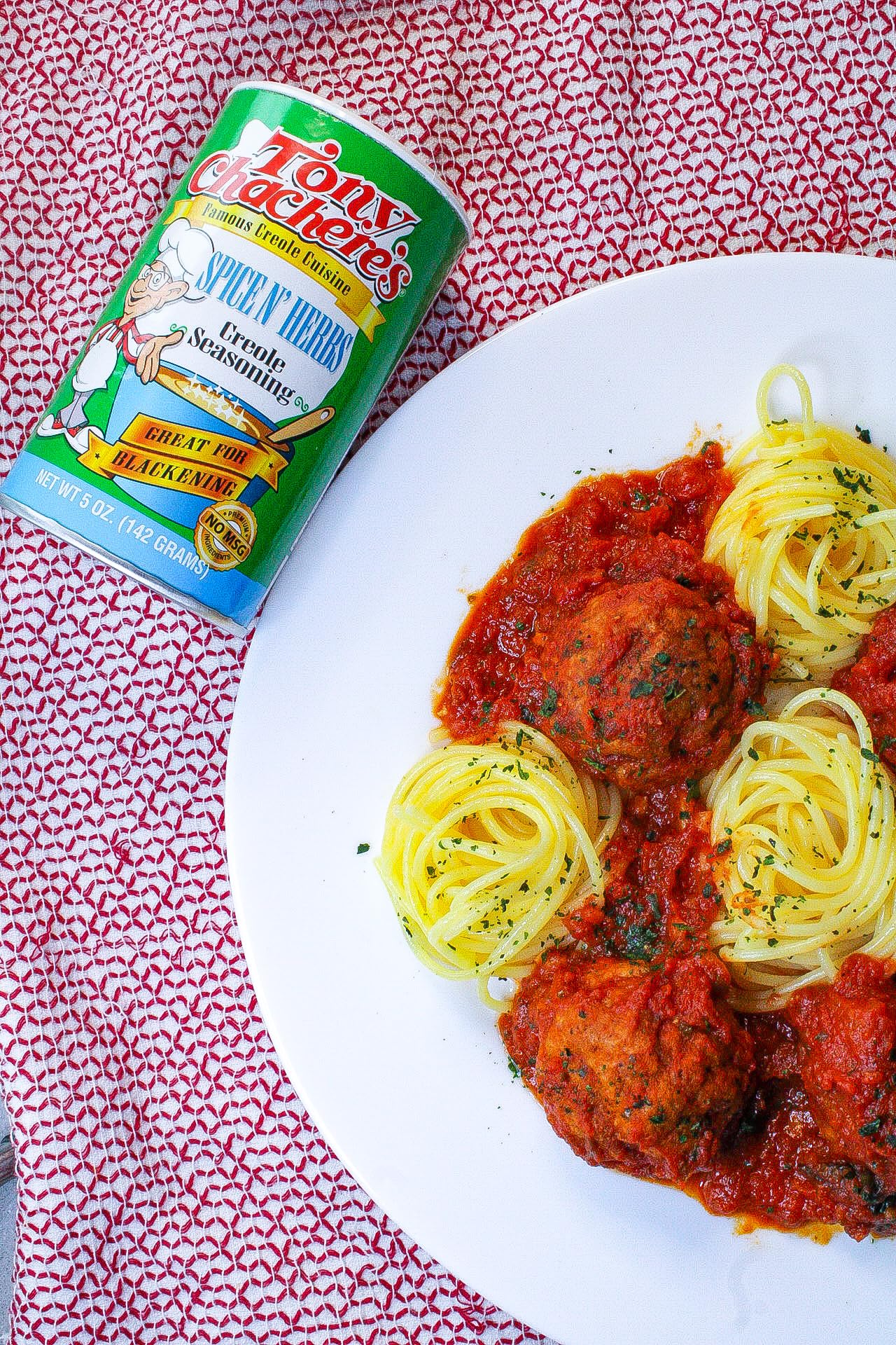 Tony Chachere's Spice N Herbs works on vegetables for quick flavor boost.