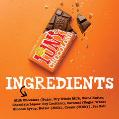 Creamy milk chocolate with caramel and sea salt highlights indulgent flavor balance.