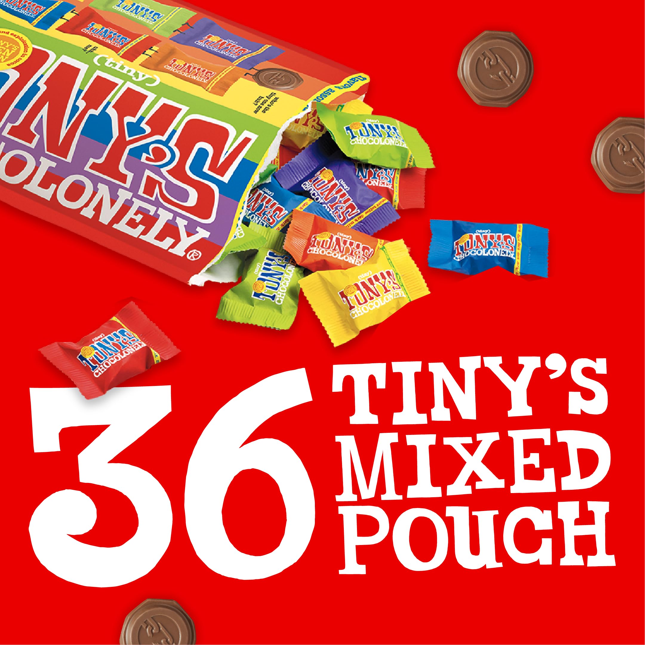 Tony’s Chocolonely dark chocolate almond sea salt coins, a tasty gift idea.