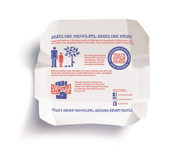 Tony's Chocolonely Fairtrade cocoa origin label highlights ethical sourcing.
