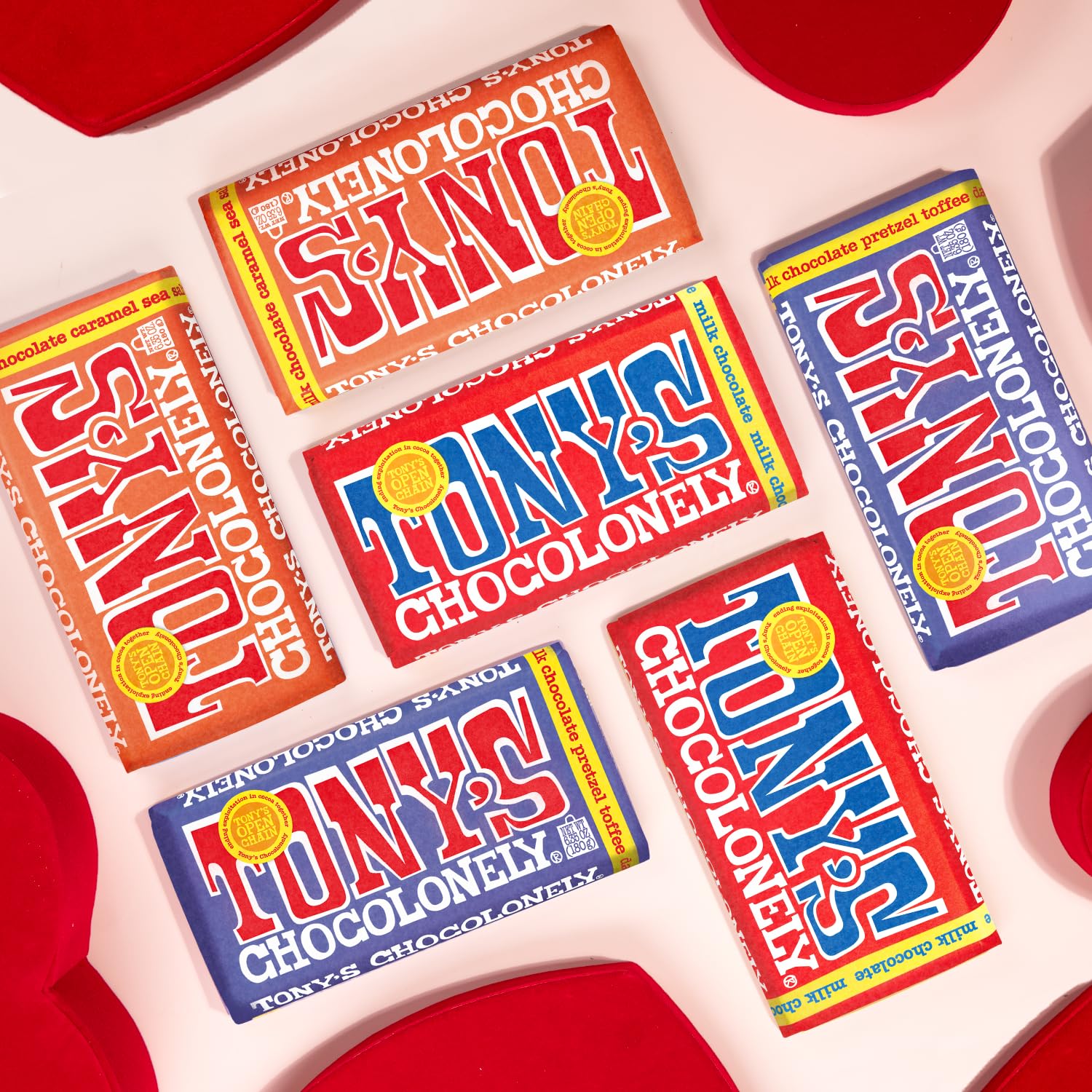 Tony's Chocolonely gift-ready packaging, perfect for holiday presents.