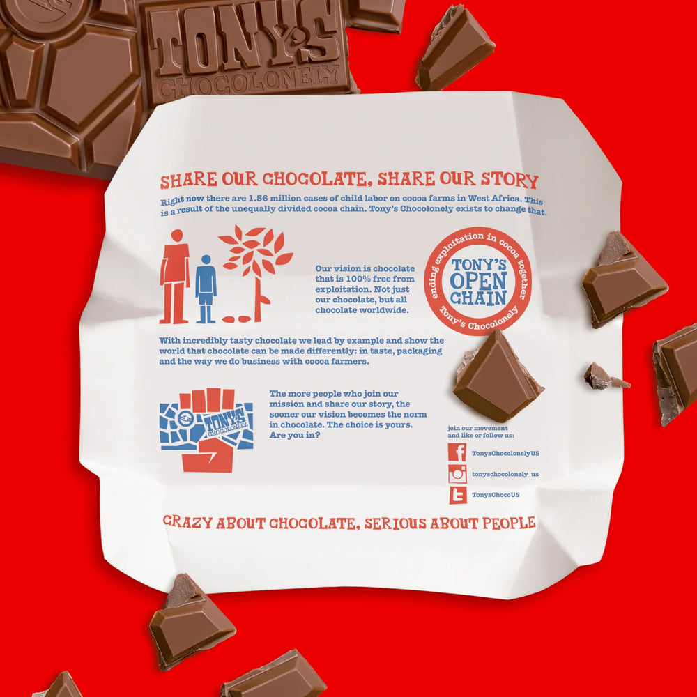 Tonys Chocolonely melted chocolate close-up reveals silky texture.