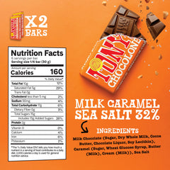 Tony's Chocolonely milk caramel sea salt bar close-up, creamy sweetness with balanced salt.