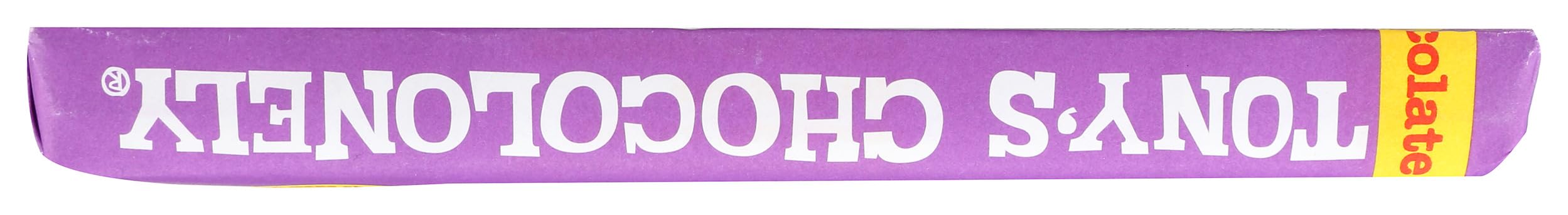 Tony's Chocolonely Milk Chocolate Chip Cookie Bar packaging on shelf, convenient snack choice.