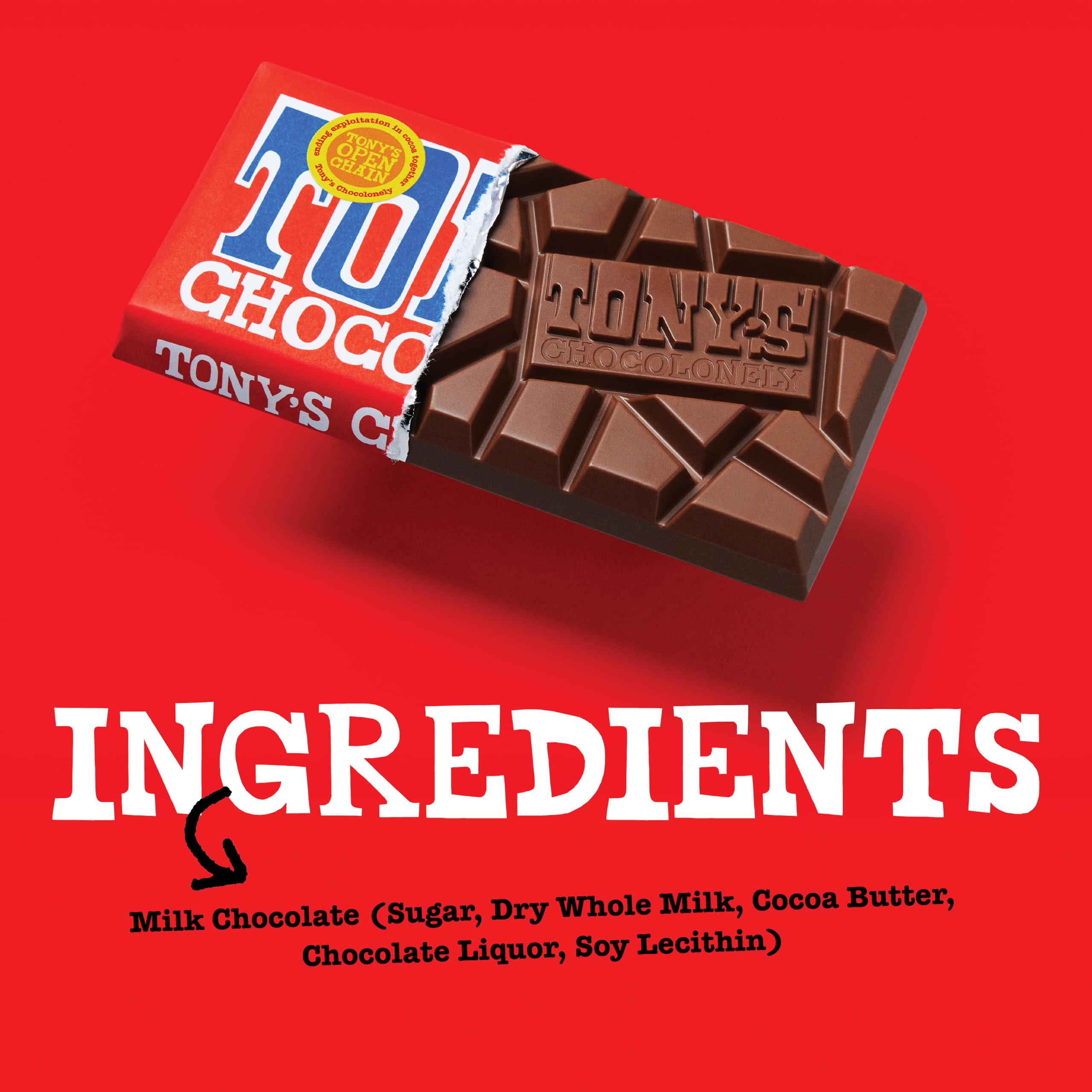 Tonys Chocolonely milk chocolate close-up, velvety texture and creamy sweetness.