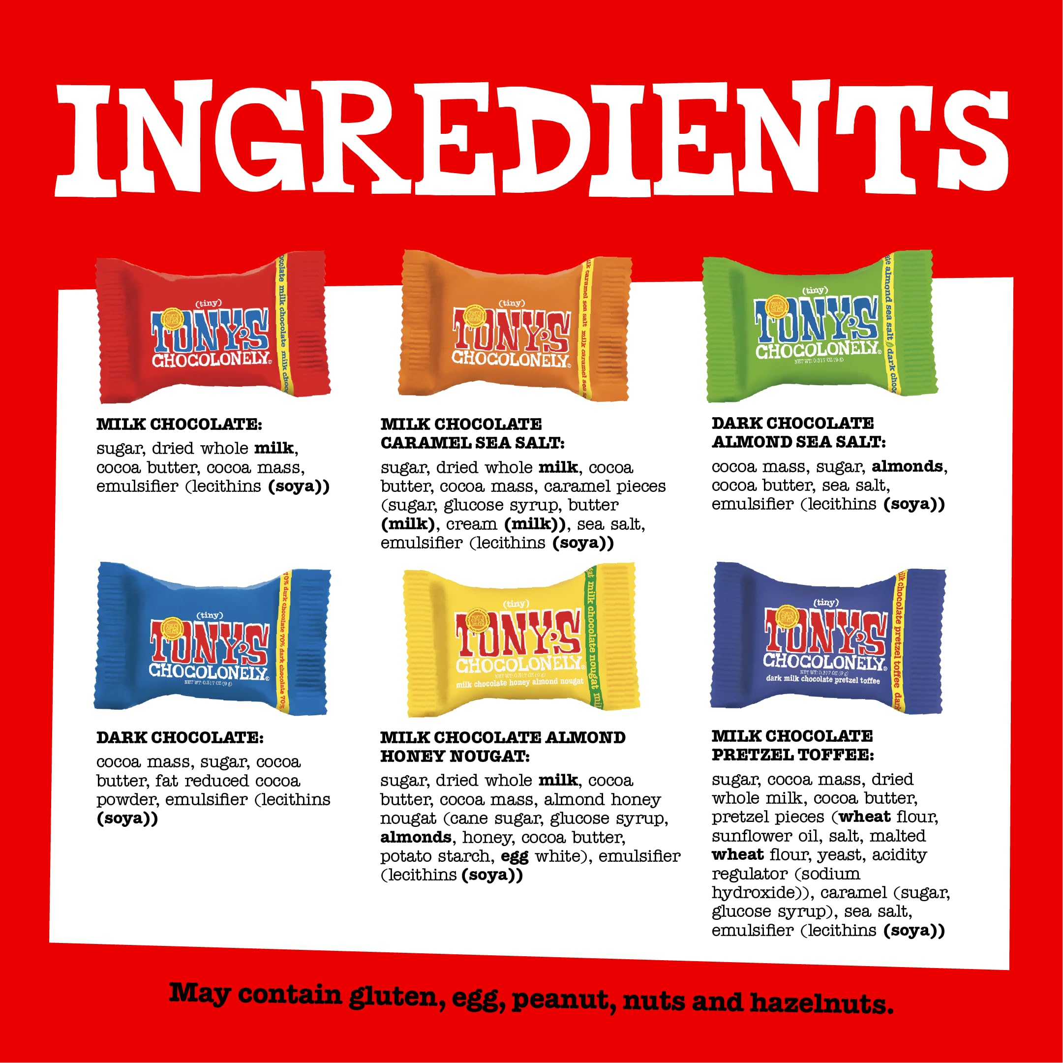 Tony’s Chocolonely milk chocolate honey almond nougat coins, a tasty on-the-go treat.