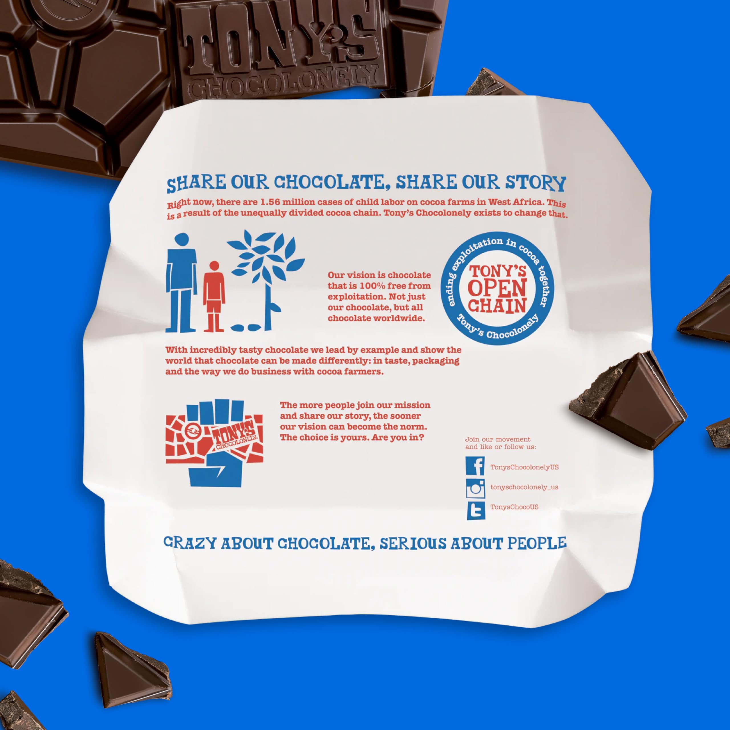 Tony's Chocolonely packaging-wrapped bars, premium presentation for gifts and sharing.