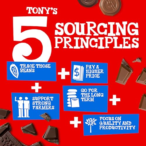 Tony’s Chocolonely rainbow packaging on shelf makes a bright gift option.