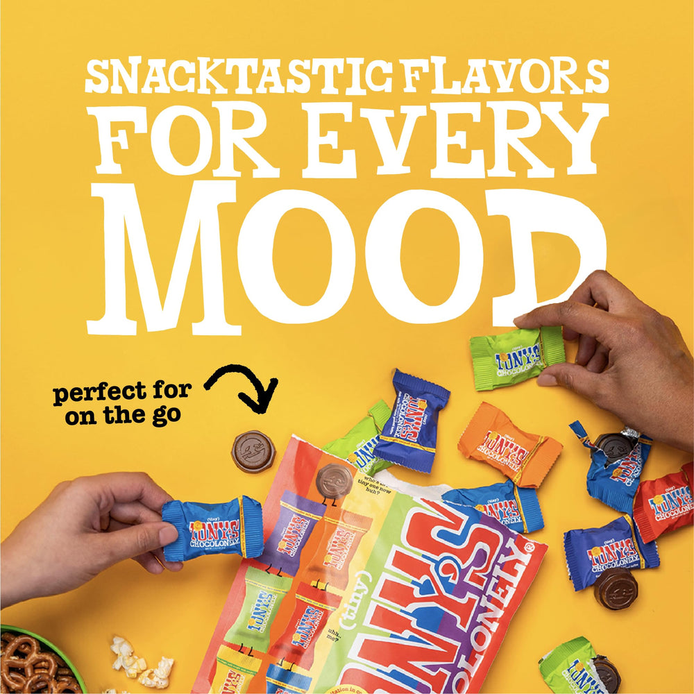Tony’s Chocolonely Tiny Tony variety pack serving, great for tastings.
