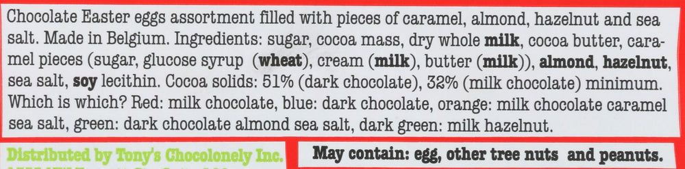 Tony's Great Big Chocolate Eggs 5-flavor variety, inviting tasting experiences