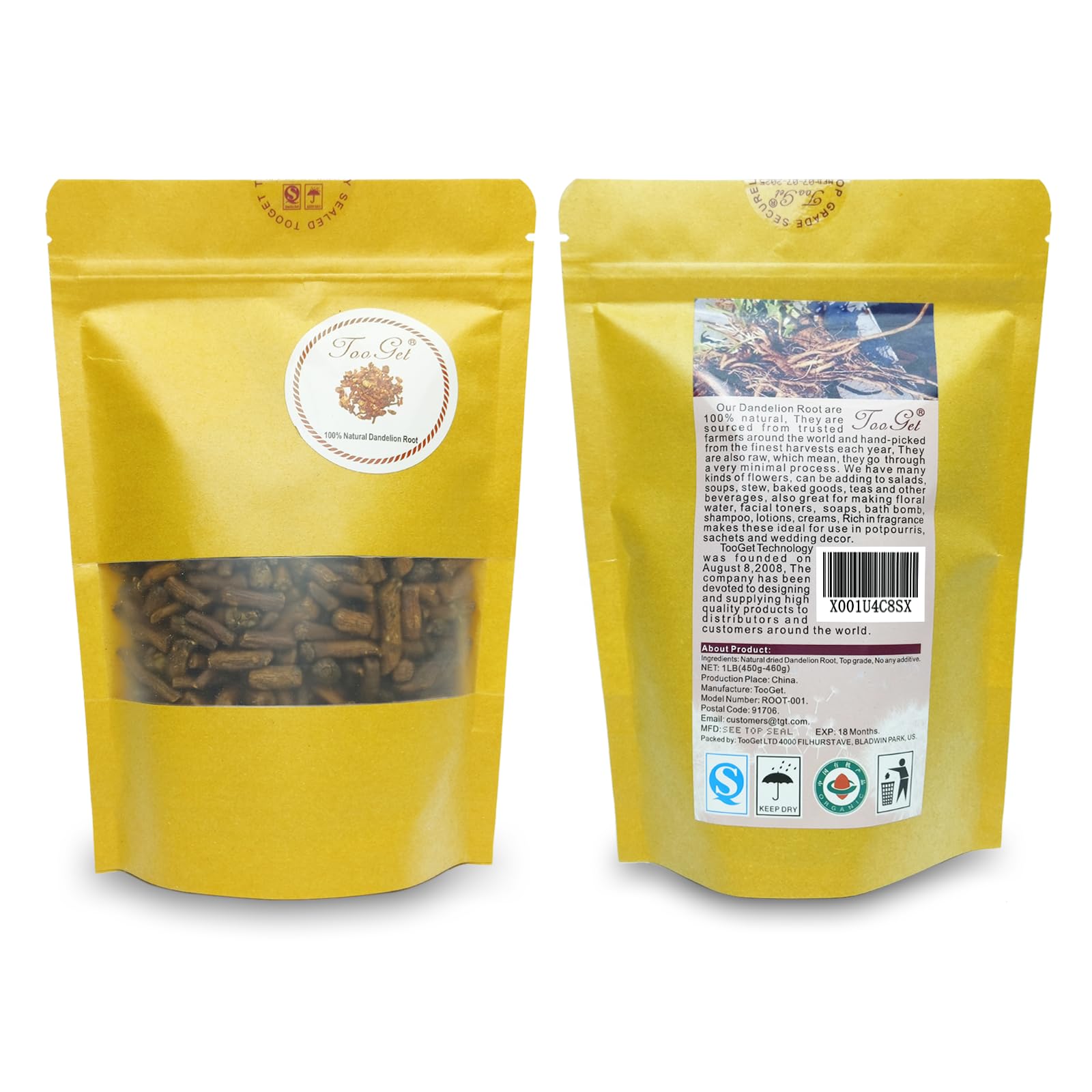 TooGet Dandelion Root 1lb bulk bag offers wholesale convenience.
