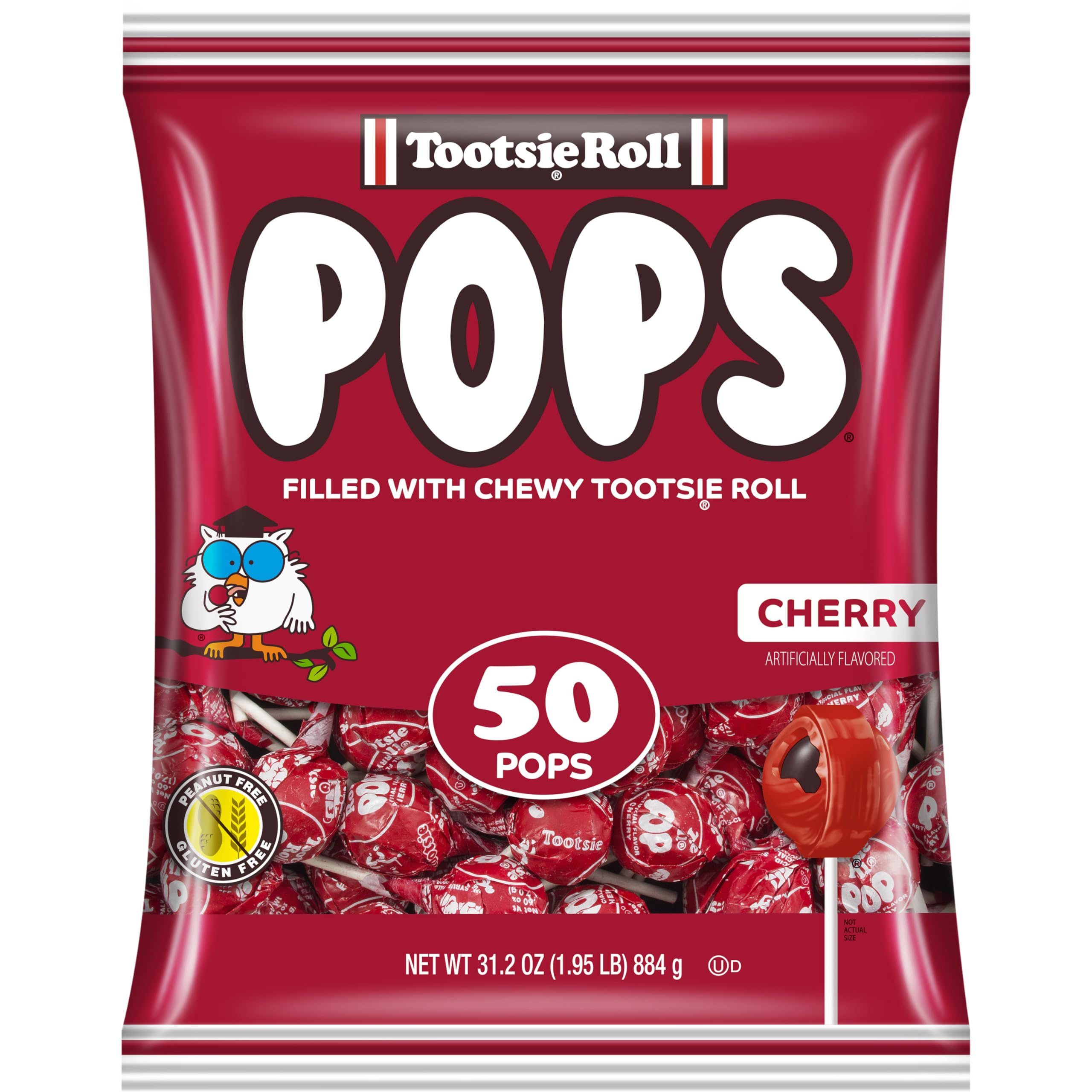 Tootsie Pops cherry shell with chocolatey center, ideal for sharing at parties.