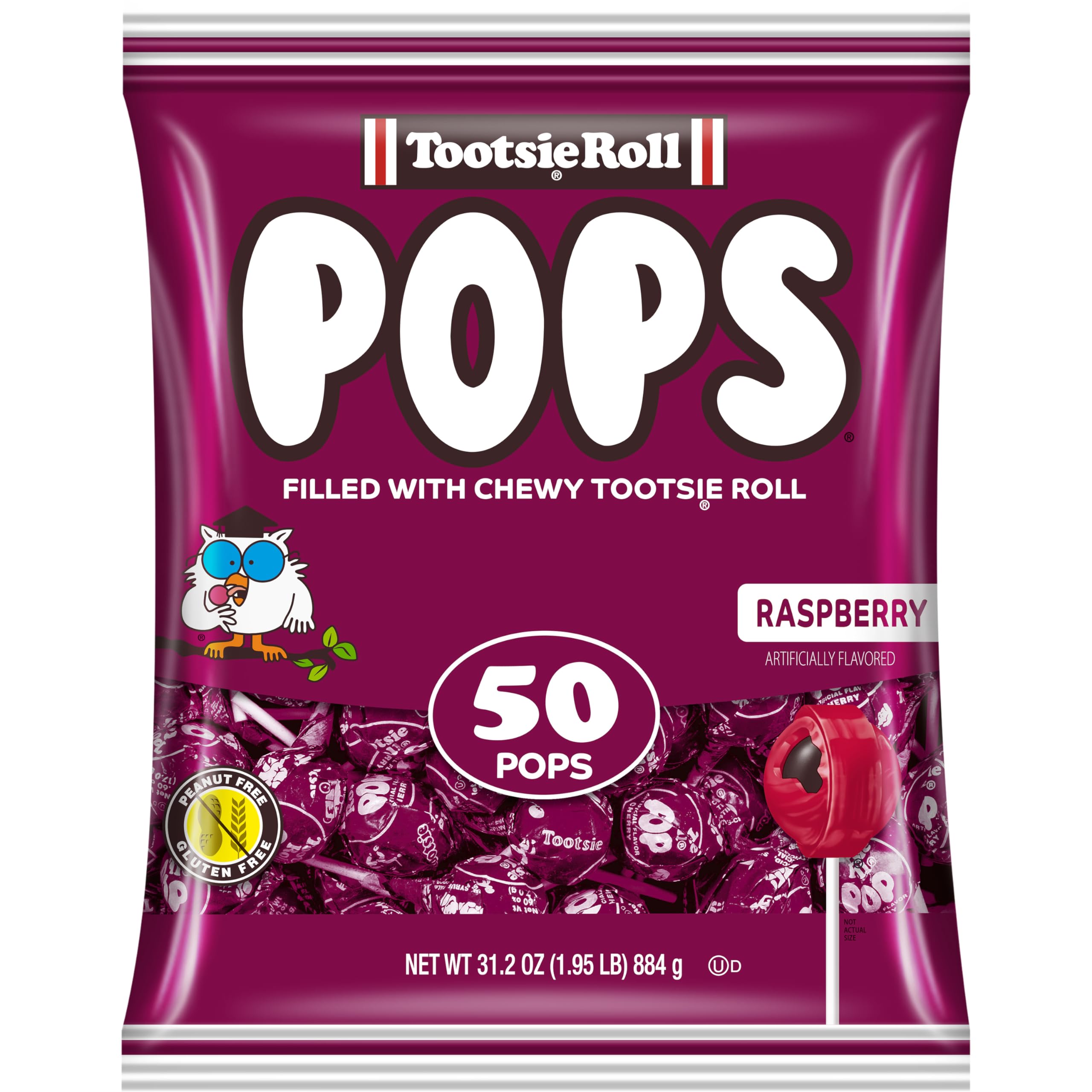 Tootsie Pops Raspberry shell with chewy center, a nostalgic snack option