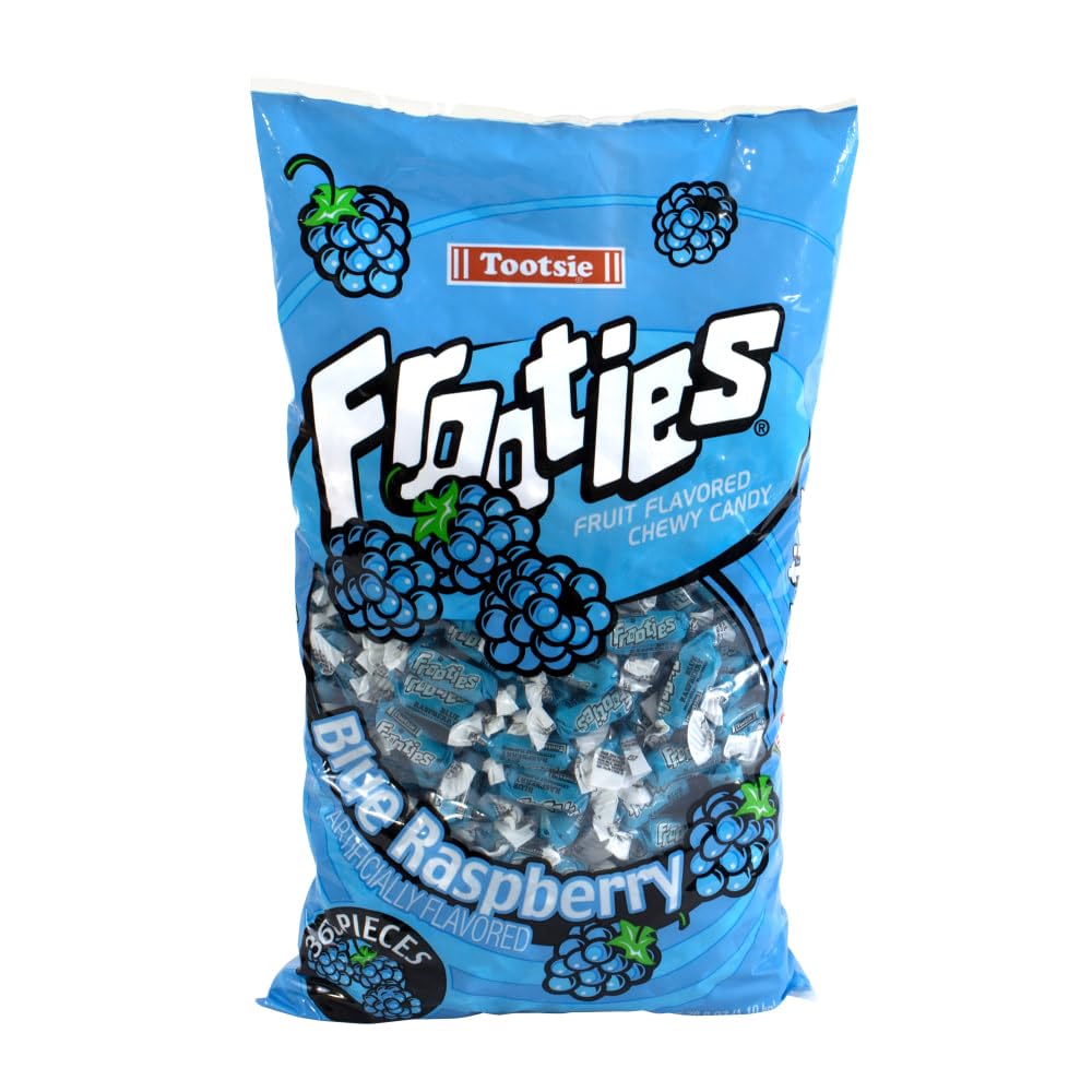 Tootsie Roll Blue Frooties blue raspberry bag for party buffets and nostalgic snacking.