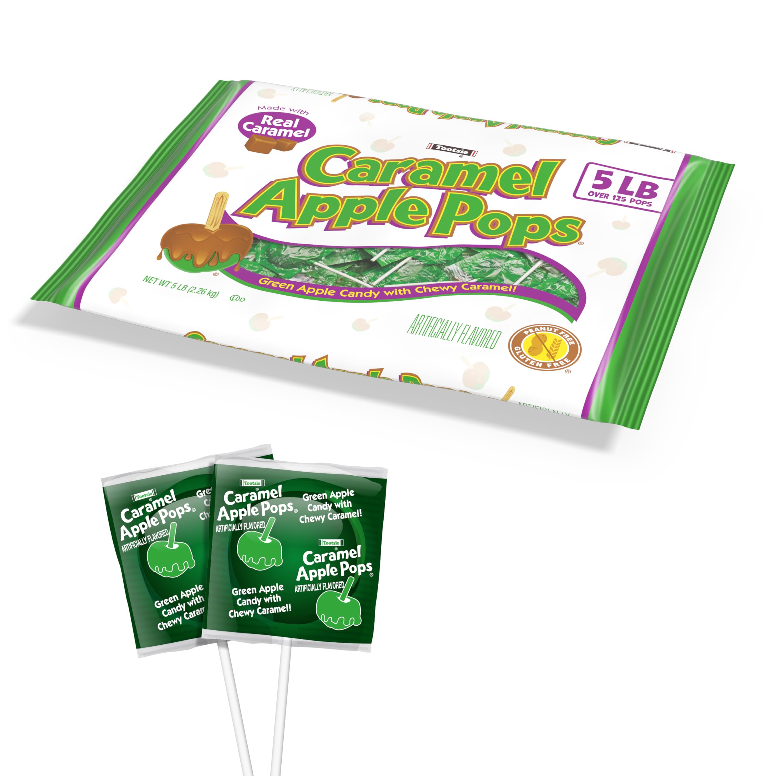 Tootsie Roll Caramel Apple Pops bulk pack ideal for holidays and parties.
