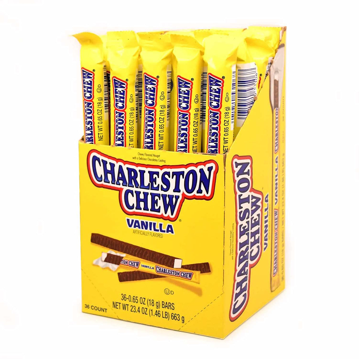 Tootsie Roll Charleston Chew vanilla bar packaging, a convenient classic snack.