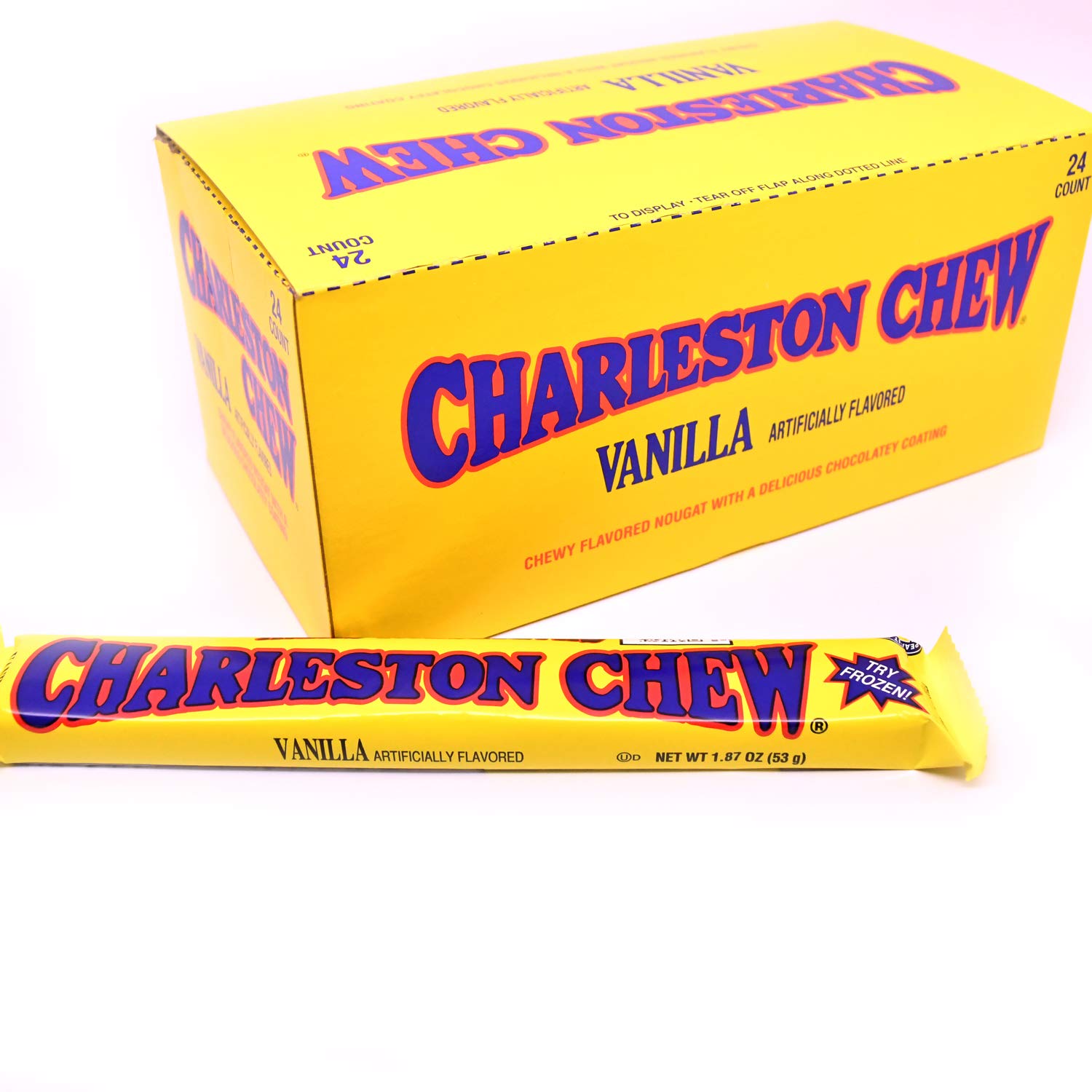 Tootsie Roll Charleston Chew vanilla bar outer-pack displaying the nostalgic packaging.