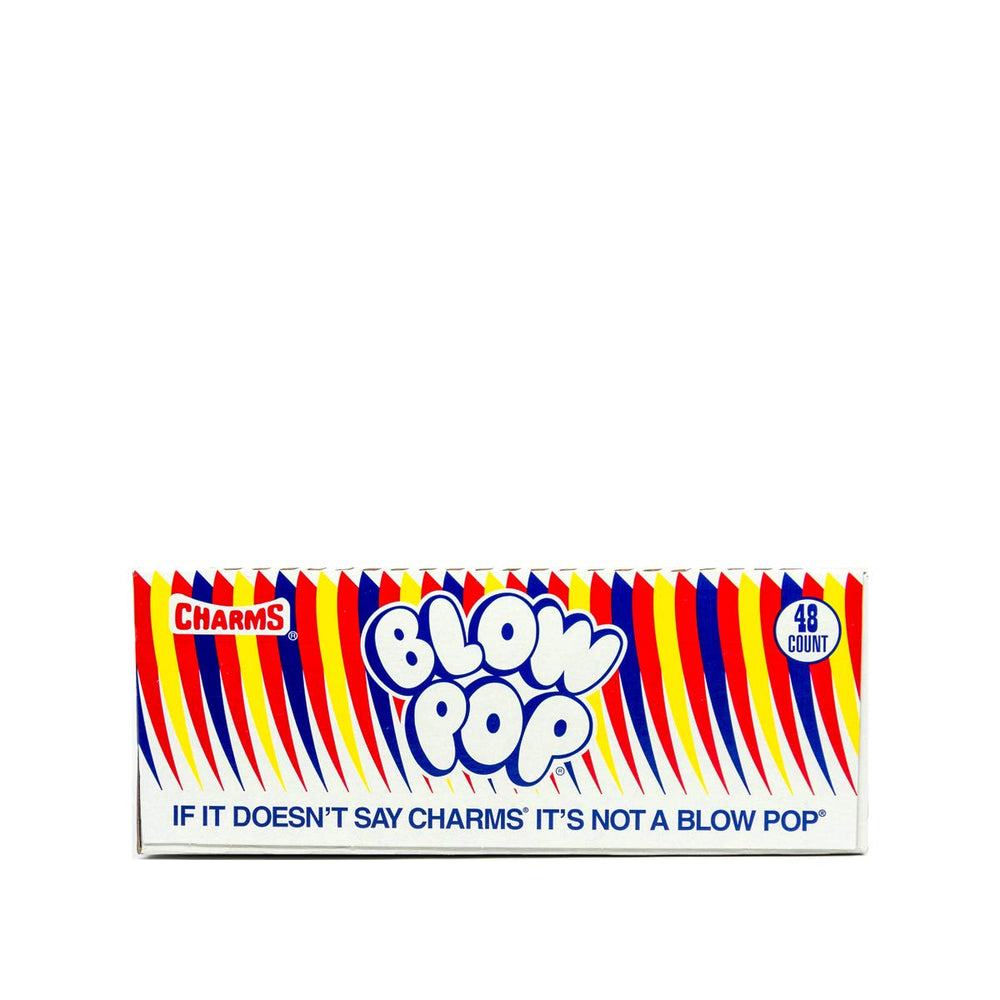 Tootsie Roll Charms Blow Pop 48-count box, ideal for sharing at parties.