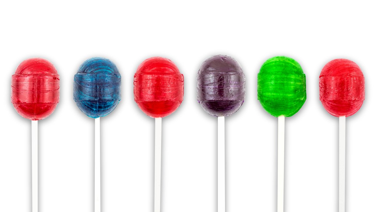 Close-up of Gum center inside Charms Blow Pops.