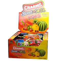 Tootsie Roll Charms Pops five-flavor display, ideal for on-the-go snacking.