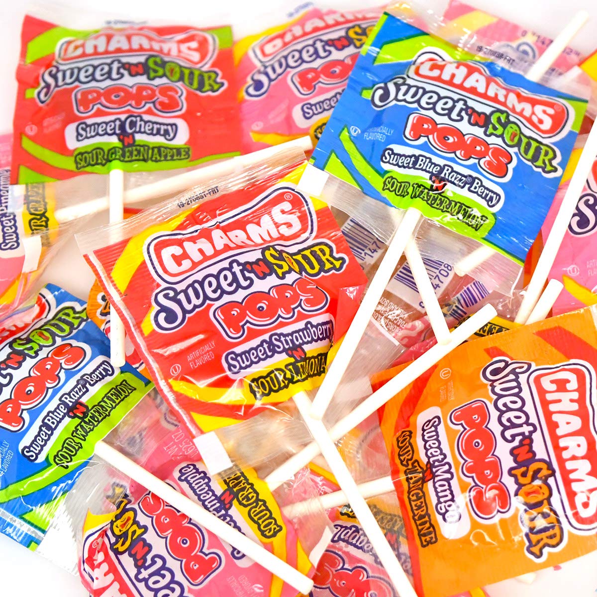 Tootsie Roll Charms Pops blue razz berry close-up, bright and refreshing.
